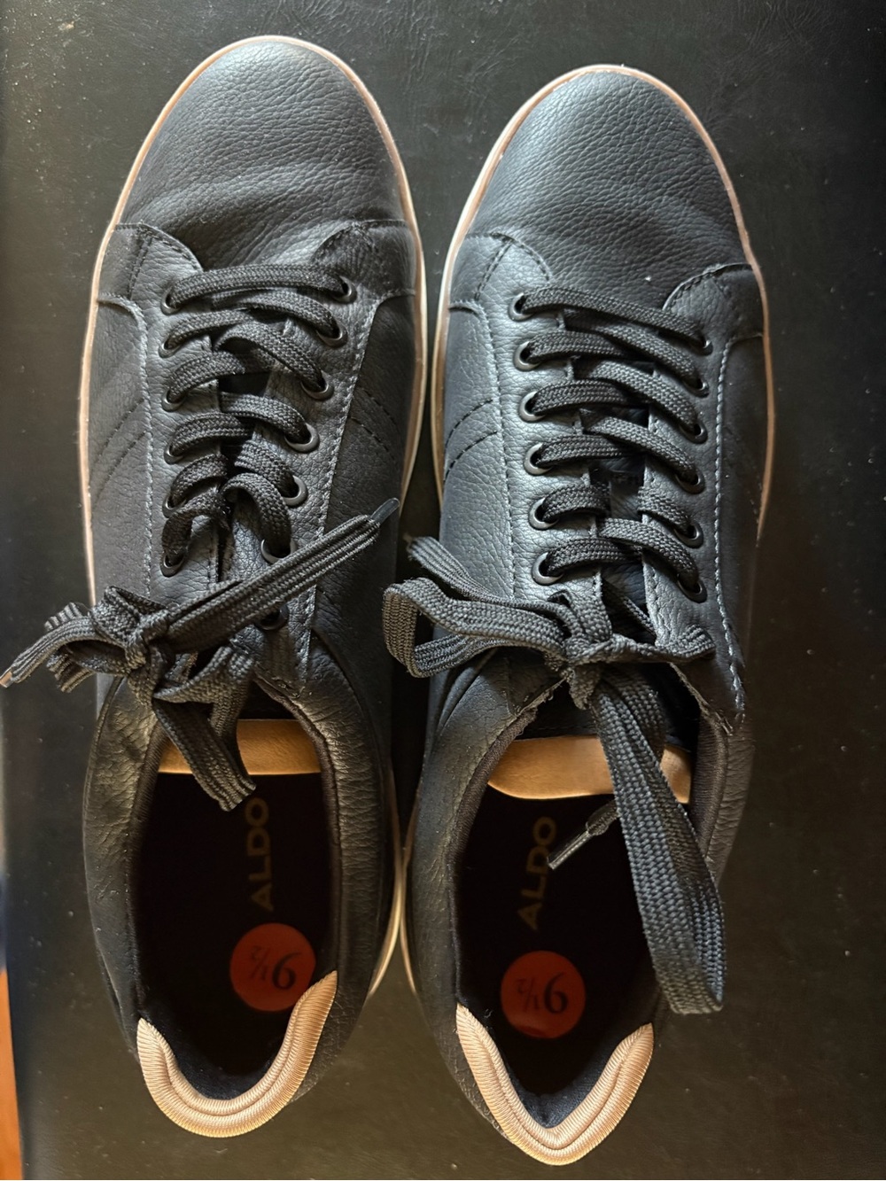 Aldo Black Sneakers with Tan Collar Trim